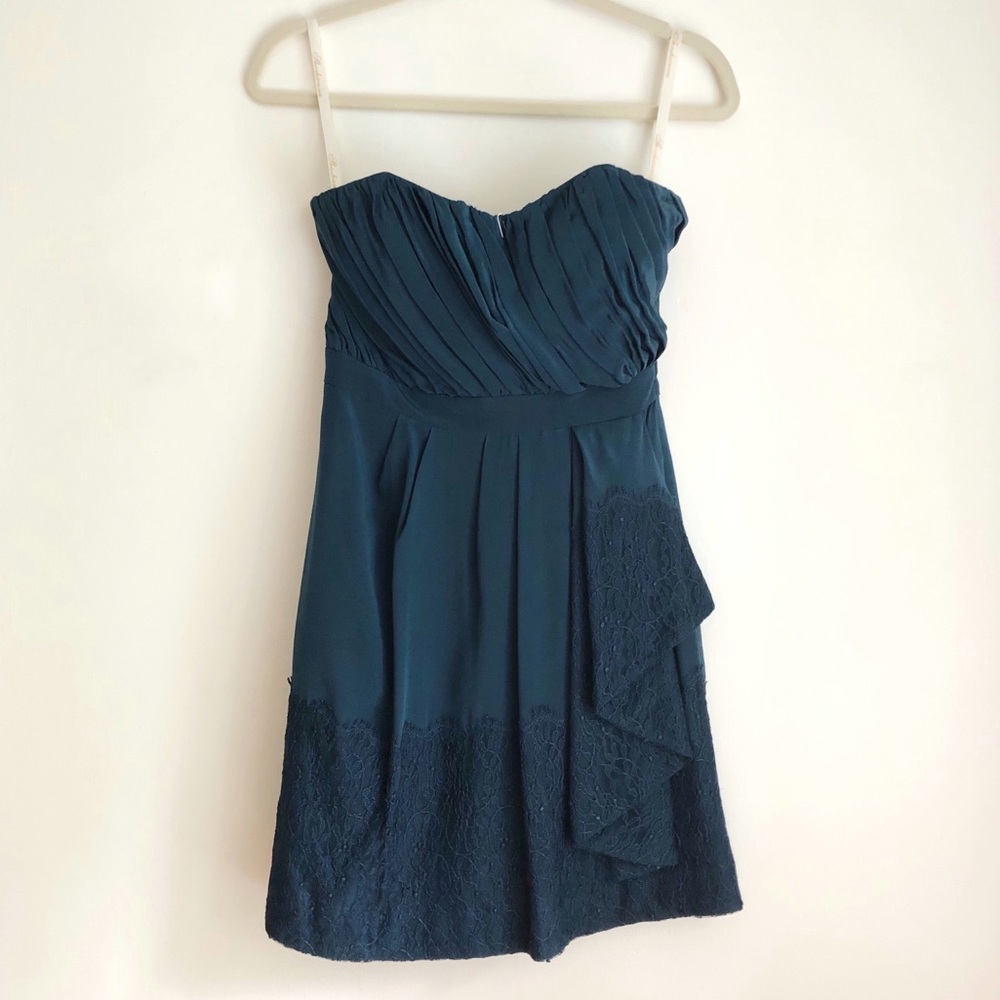 Teal Lace/Silk Strapless